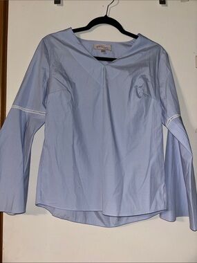 Philosophy Light Blue V-Neck Bell Sleeve Blouse